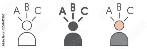 Bild auf Leinwand Answer choice line icon, think and person, decision sign, vector graphics, a linear pattern on a white background