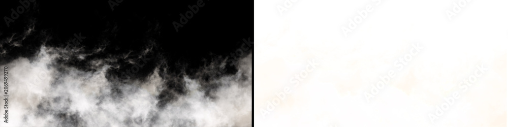 Fototapeta premium White smoke or fog isolated on black background and on transparent background alpha channel footage for VFX and motion graphics.
