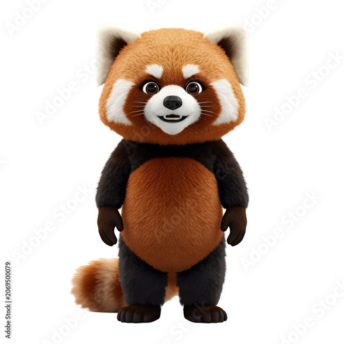 Cute red panda mascot character isolated on transparent background
