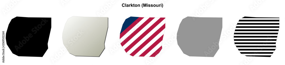 Fototapeta premium Clarkton (Missouri) blank outline map set