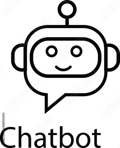 Artificial intelligence robot icon representing smart chatbot virtual assistant and automation technology isolated on transparent background.