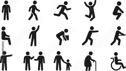 Flat icons of daily human activities and gestures