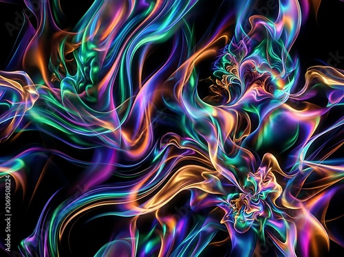 Colorful Abstract Swirling Light Patterns Background.