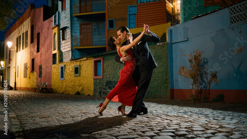 Authentic Argentine Couple Dancing Passionate Tango Night In Buenos Aires