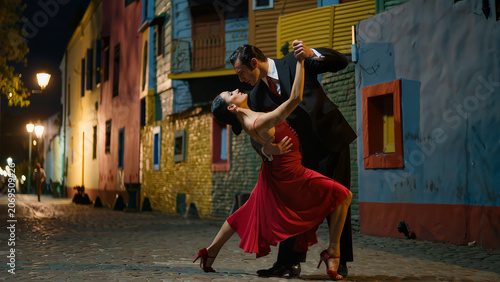 Authentic Argentine Couple Dancing Passionate Tango Night In Buenos Aires