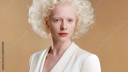 Elegant Portrait Of Beautiful African American Woman With Albinism