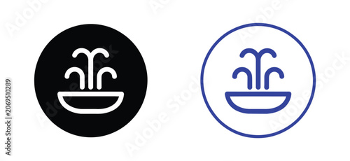 Schilderij op canvas Fountain Icon Flat Editable Icon Mark Set for Garden Water Feature Recreation Ar