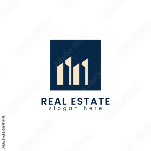 Minimalist Real Estate Building Square Logo Template