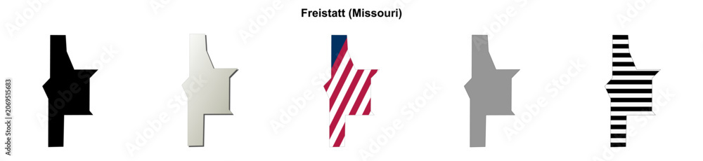 Obraz premium Freistatt (Missouri) blank outline map set