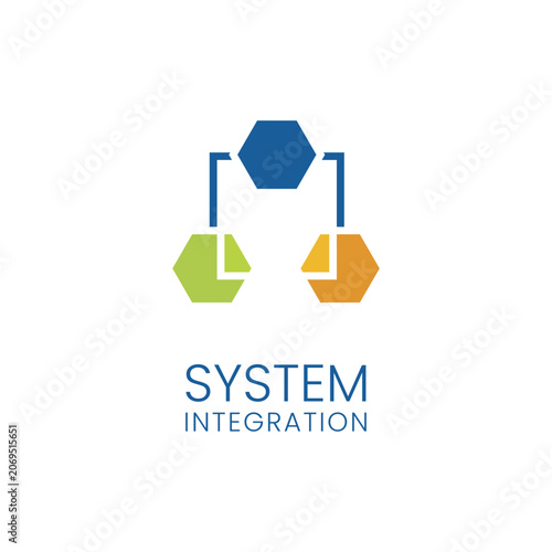 Geometric Hexagon Network System Integration Logo Template