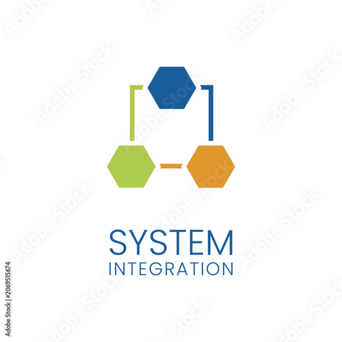 Geometric Hexagon Network System Integration Logo Template