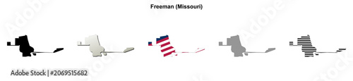 Foto Freeman (Missouri) blank outline map set