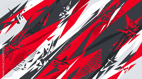 Abstract Graphic Background with Dynamic Red and Black Angular Shapes Perfect for Modern Vehicle Wrap and E sport Design