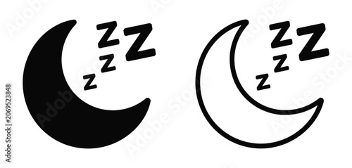 Tableau sur toile Crescent moon sleep icon with zzz, dream symbol for bedtime, relaxation, night rest, peaceful sleeping concept design
