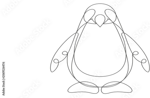 Simple cute cartoon penguin standing upright with arms out