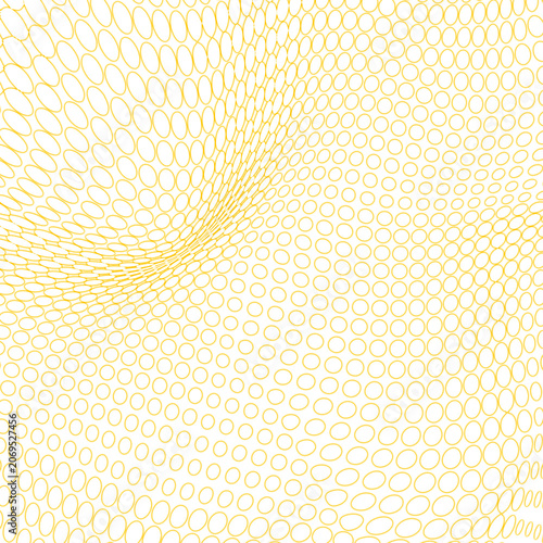 Tableau sur toile Yellow circular pattern with ovals converging to a focal point on white backgrou