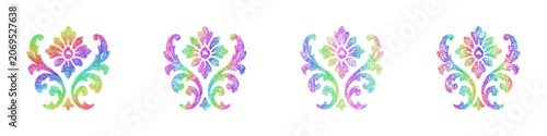 Quadro su tela Rainbow sketch brocade fabric icon design set