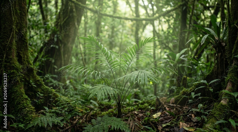 Obraz premium Chamaedorea elegans in a shaded forest