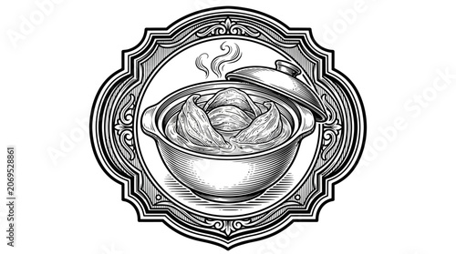 Obraz na plátně Steaming hot soup in bowl.