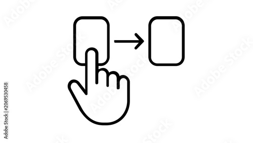 Vector illustration of a drag and drop computer cursor line icon emphasizing the tactile act of grabbing and repositioning interface elements with a clean single-weight stroke style.