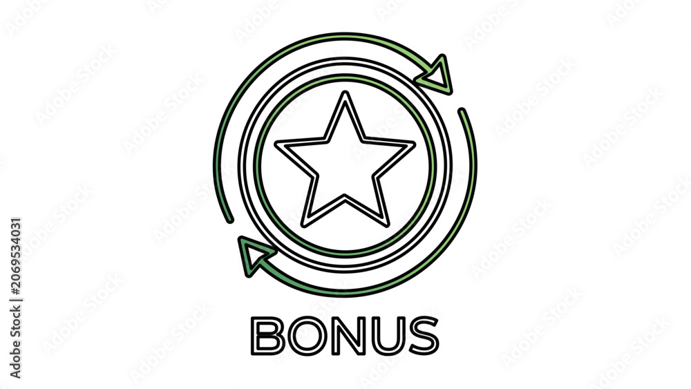 Fototapeta premium Vector illustration of a reward points shiny star badge line icon symbolizing loyalty rewards and ecommerce customer points achievement system.