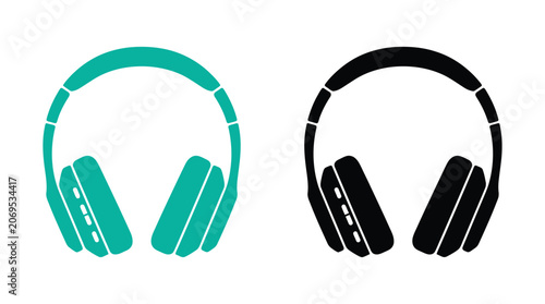 Photos Headphones Silhouette In Teal And Black Flat Graphic Design