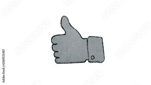 Gray thumbs up hand icon with sleeve detail