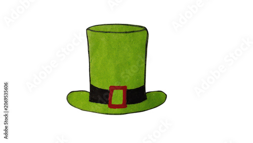 Green leprechaun hat with gold band