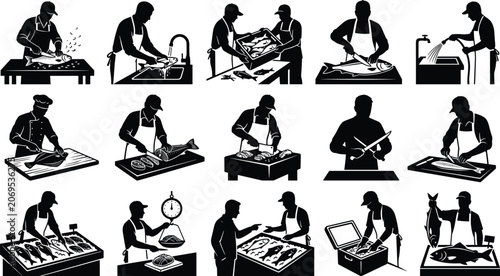 Bild auf Leinwand Fish Processing Workflow