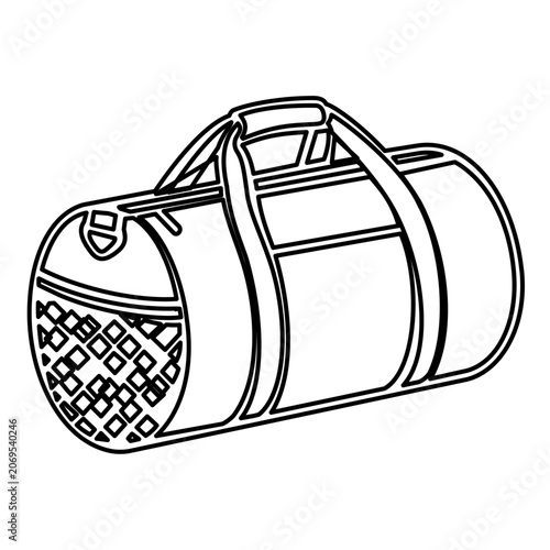 Vector illustration of a sports gym duffel bag shown as a minimalist flat vector icon with clean scalable lines for athletic bag and sport gear branding.
