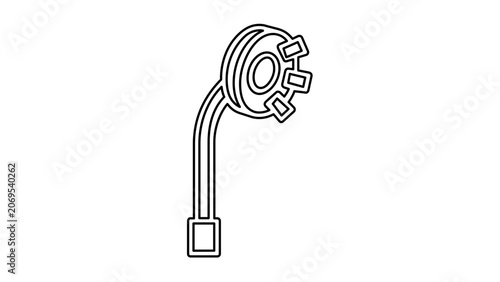 Vector illustration of a stadium floodlight illumination tower as a flat minimalist line icon with clean simple vector strokes for sports arena lighting themes.