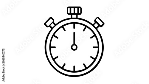 Vector illustration of a stopwatch timer depicted as a minimalist line icon with simple clean clock face outlines for sports timing and athletic performance design.