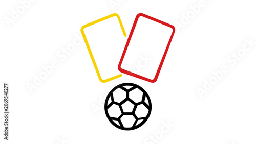 Vector illustration of soccer referee yellow and red cards as flat minimalist line icons with clean vector strokes representing football discipline and fouls.
