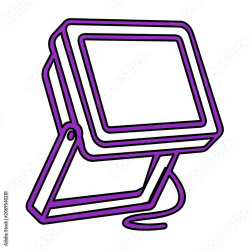 Vector illustration of a sports stadium floodlight depicted as a minimalist line icon with simple clean tall light tower outlines for arena and sport venue design.