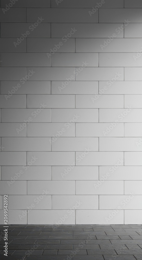 Fototapeta premium Classic rectangular ceramic tiles arranged in a subway pattern, creating a smooth and clean architectural surface background, tile, rectangle, renovation