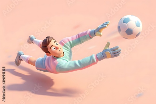 Pastel Soccer Goalkeeper Animated Scene