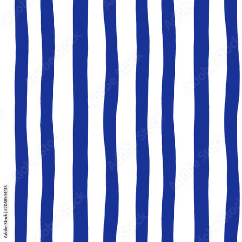 Hand Drawn Wavy navy stripes Seamless Pattern, Mediterranean French Coastal Marine Background