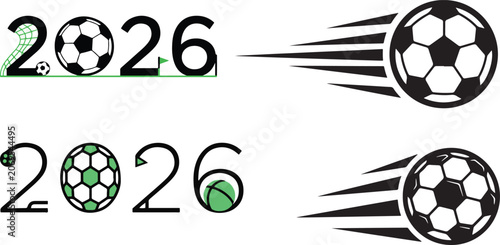Year 2026 Football Tournament Typography and Ball Vector