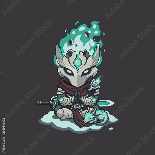 Tableau sur toile Cute Juggernaut Meditation Arcana Hero Dota 2 Artwork