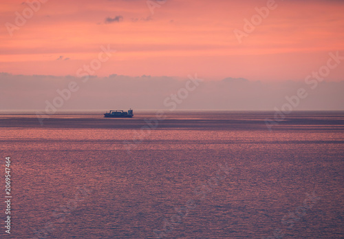 Beautiful sunset over the sea. Evening sea landscape