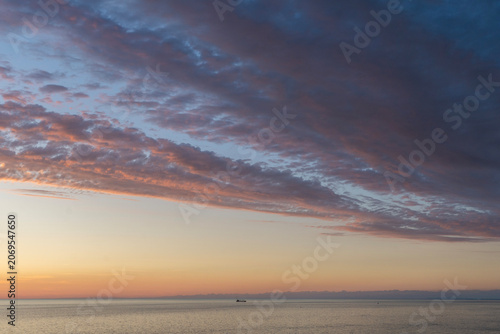 Beautiful sunset over the sea. Evening sea landscape