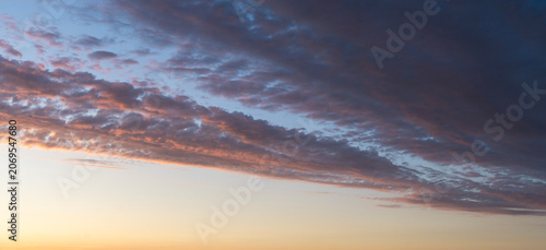 Sky with clouds after sunset. Sky background.