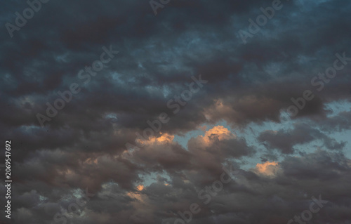 Sky with clouds after sunset. Sky background.