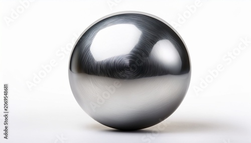 A Polished Metallic Silver Sphere With A Reflective Surface Isolated On A White Background The Round Object Has A Smooth Glossy Texture Ideal For Product Or Design Contexts