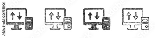 Cuadro en lienzo Sketch monochrome ftp icon design set