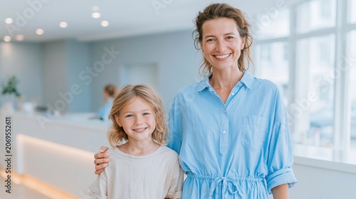 Mom and child in bright space