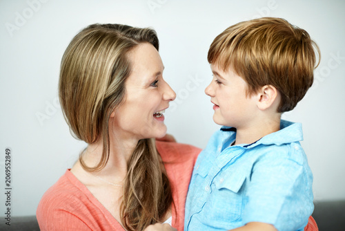 Fotografija Mother, relax and child in home with smile, love and affection for bonding together