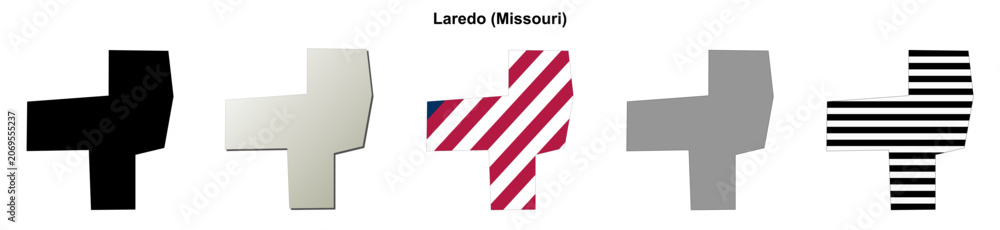 Obraz premium Laredo (Missouri) blank outline map set