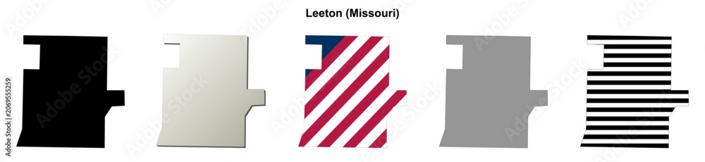 Fototapeta premium Leeton (Missouri) blank outline map set