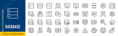Tableau sur toile Database Web Icons in Line Style